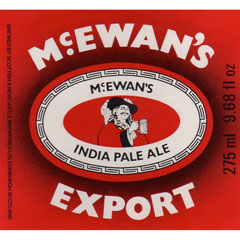 Red, white, and black label for McEwan's Export.